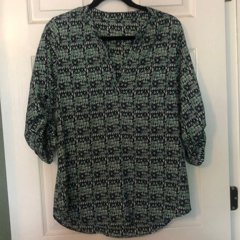 Polyester V-Neck 3/4 Sleeve Top